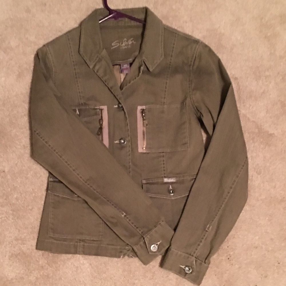 Women’s muted green Silver jean jacket